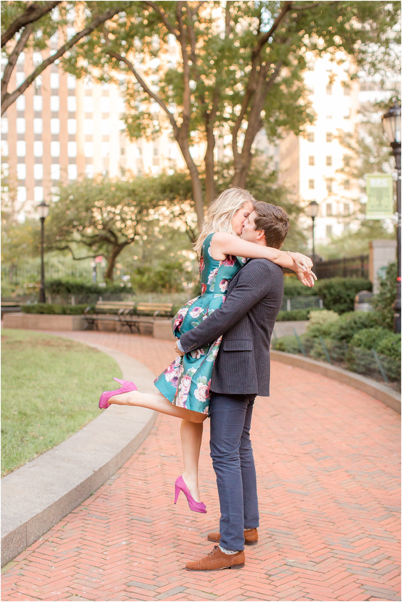 engagement photo in Battery Park City