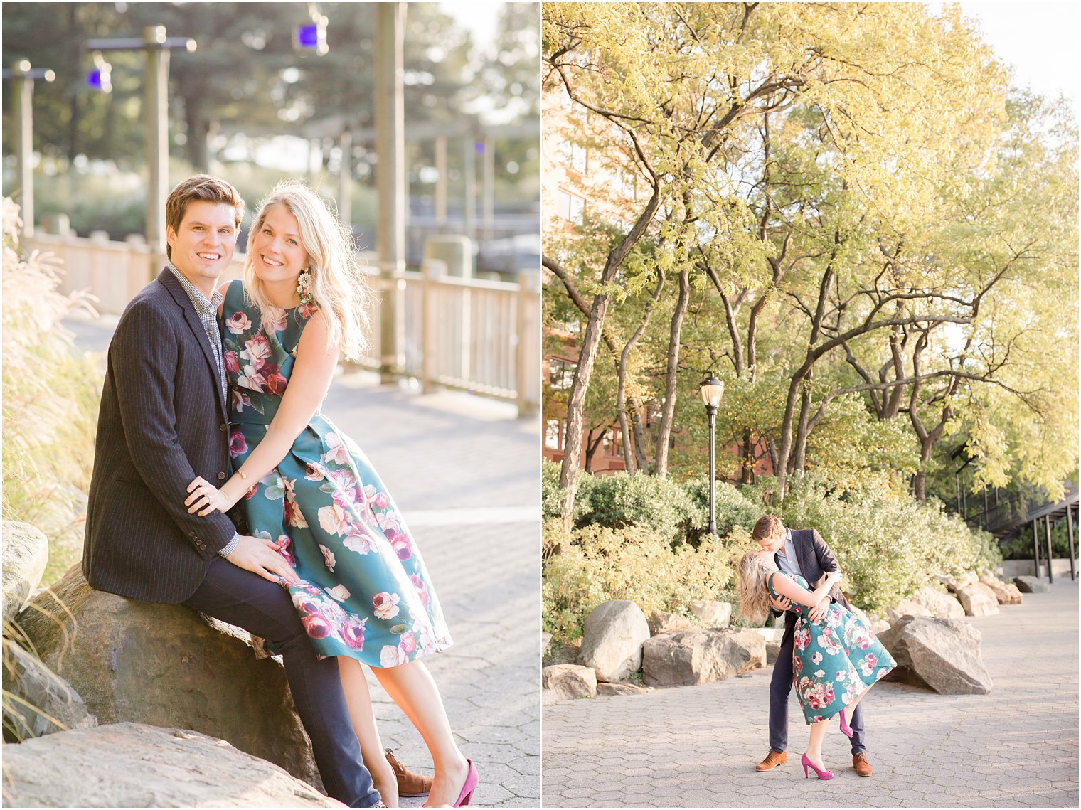 engagement photo in Battery Park City