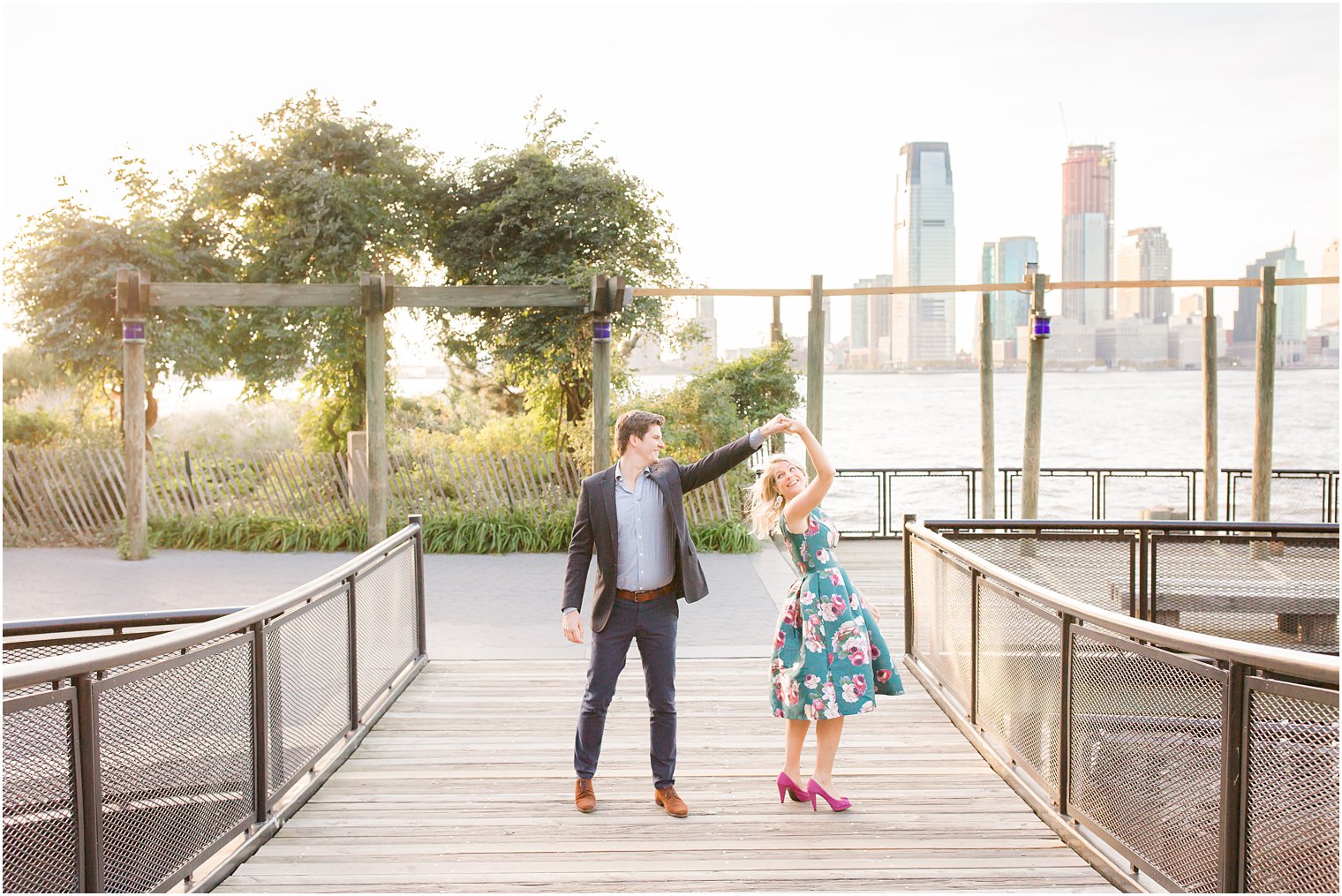 engagement photo in Battery Park City