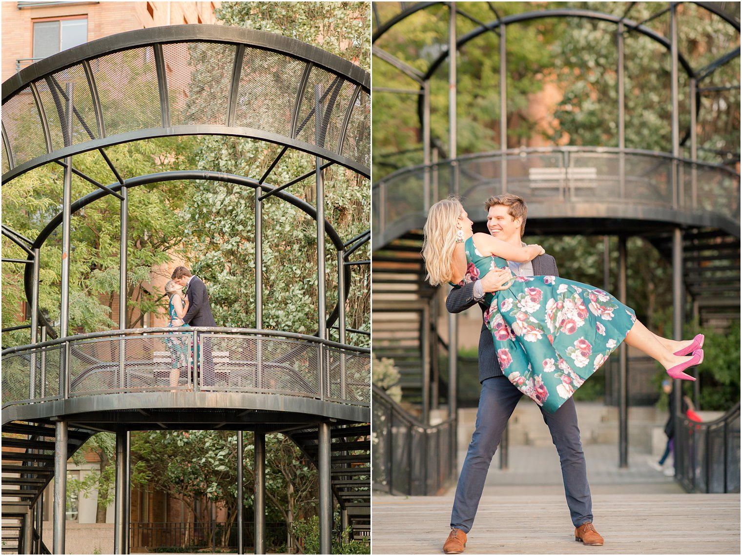 engagement photo in Battery Park City