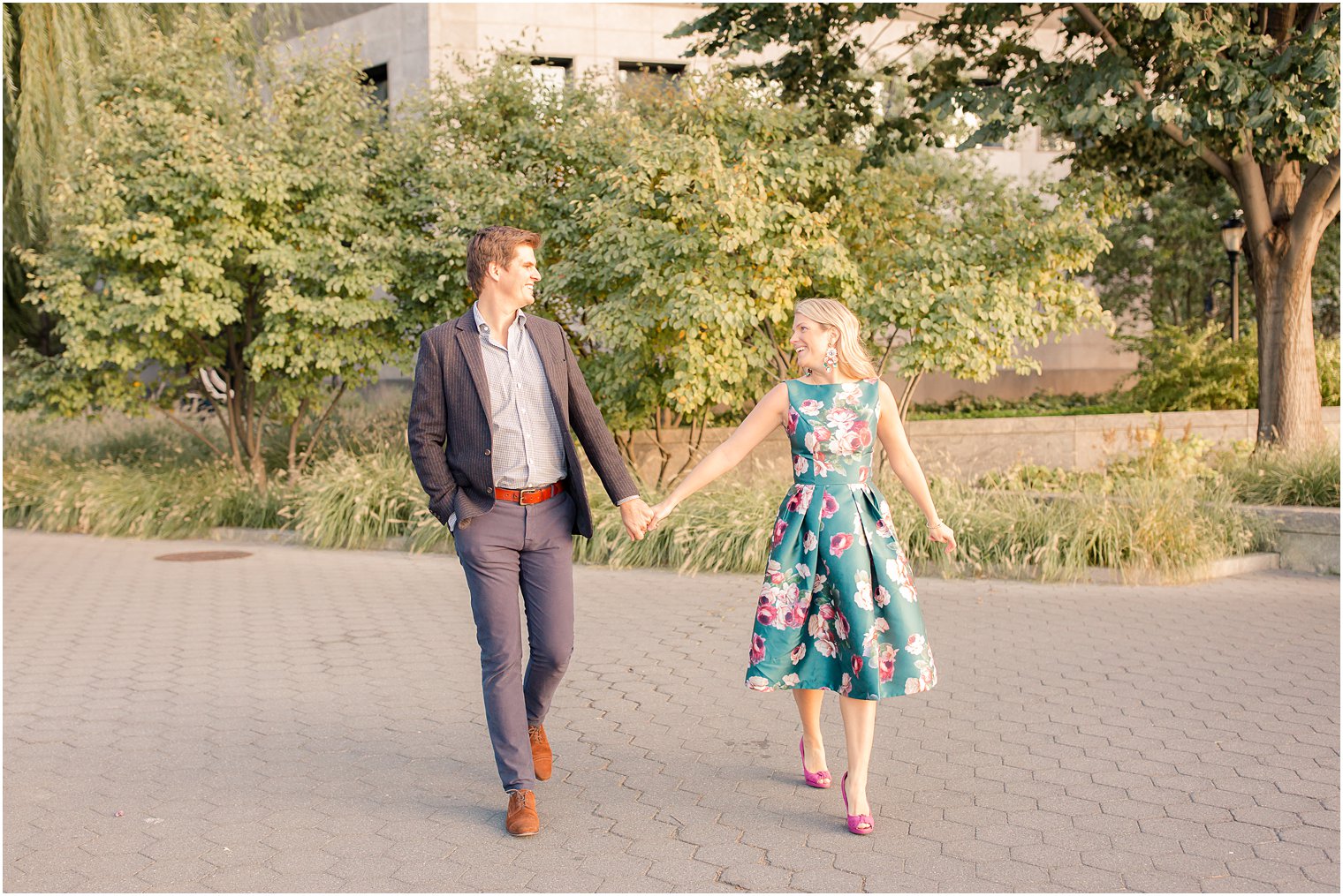 engagement photo in Battery Park City