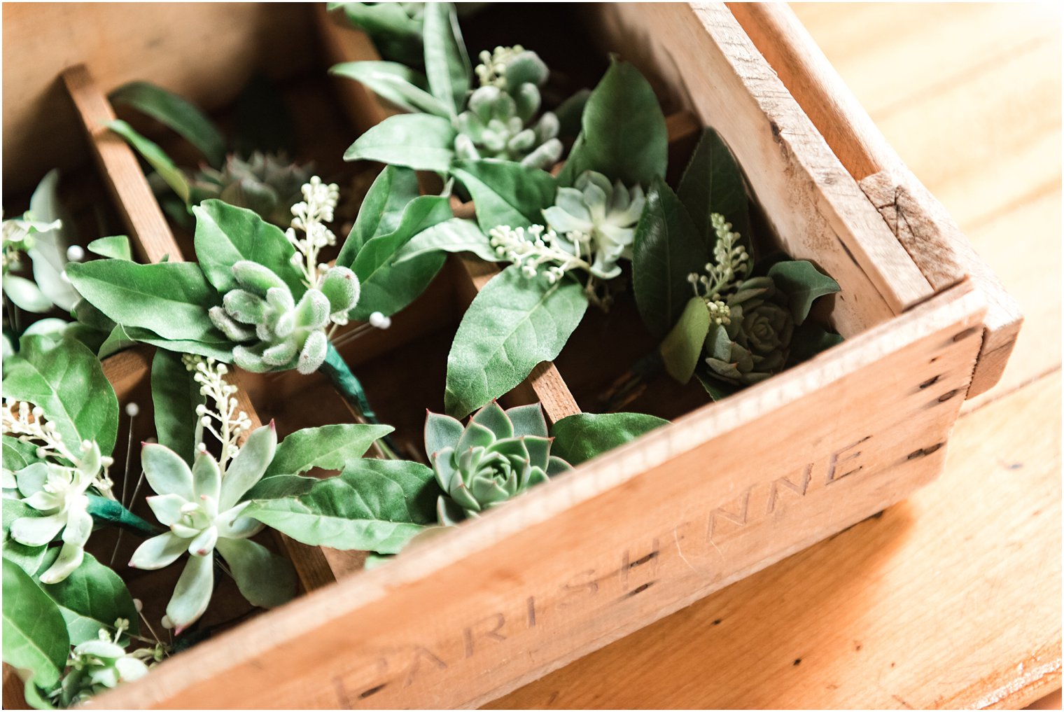 Organic boutonnieres by Faye and Renee