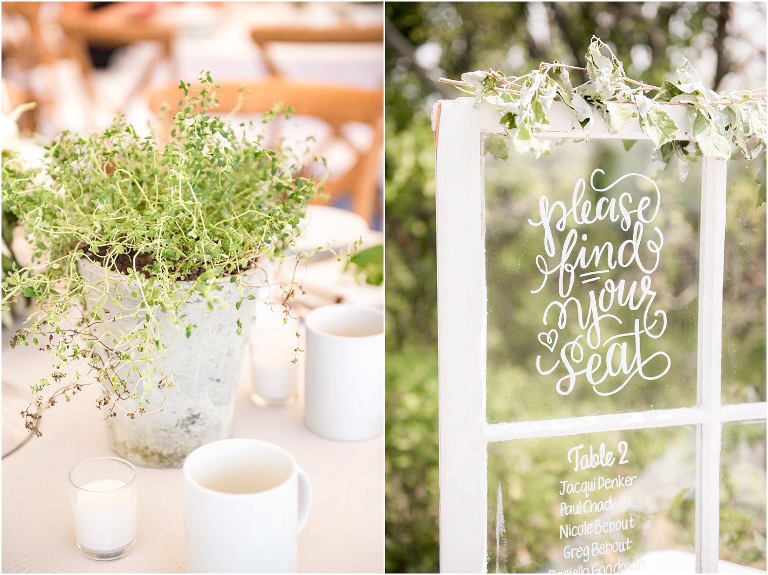 Sandy Hook Wedding with custom calligraphy seating chart