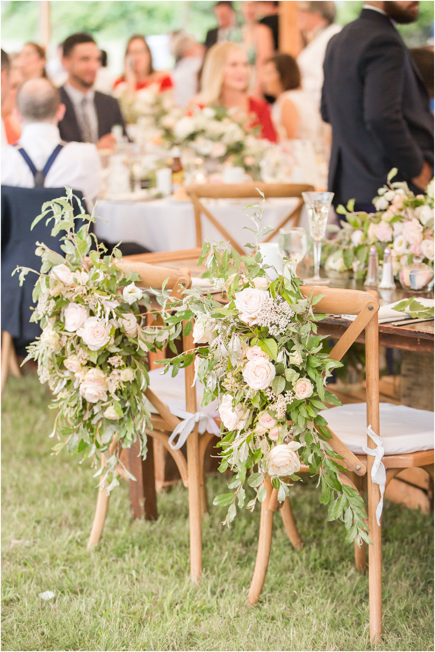 Sweetheart table chairs with romantic florals