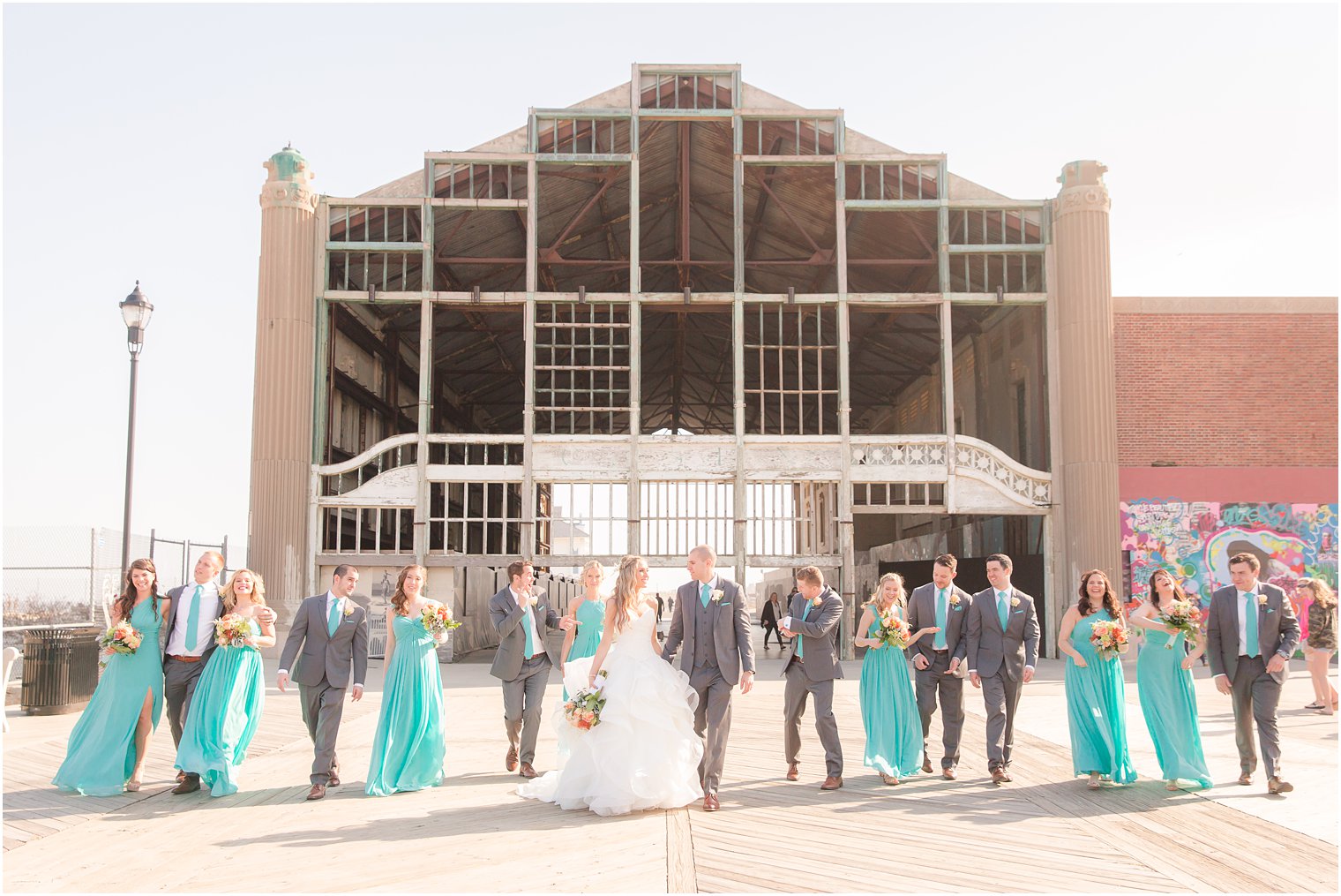 Wedding photos at Asbury Park Boardwalk