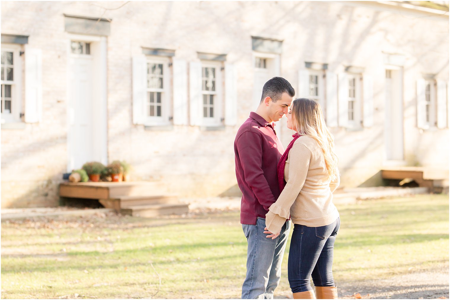 engaged couple at Allaire State Park in Wall, NJ