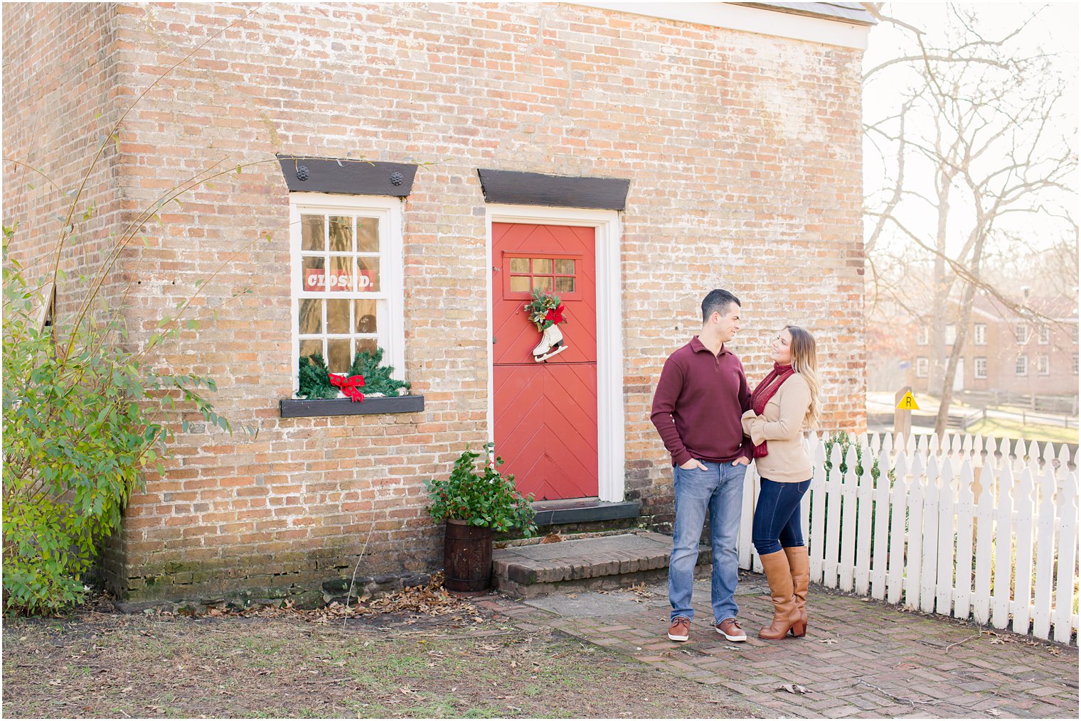 Christmas decorations for engagement photos