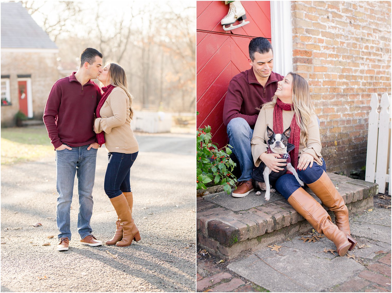 Holiday themed engagement with dog