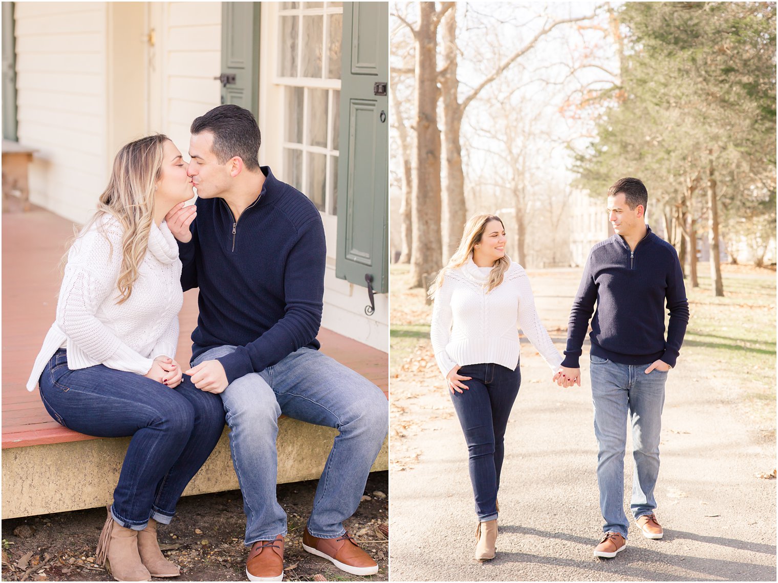 natural engagement photos at Allaire State Park