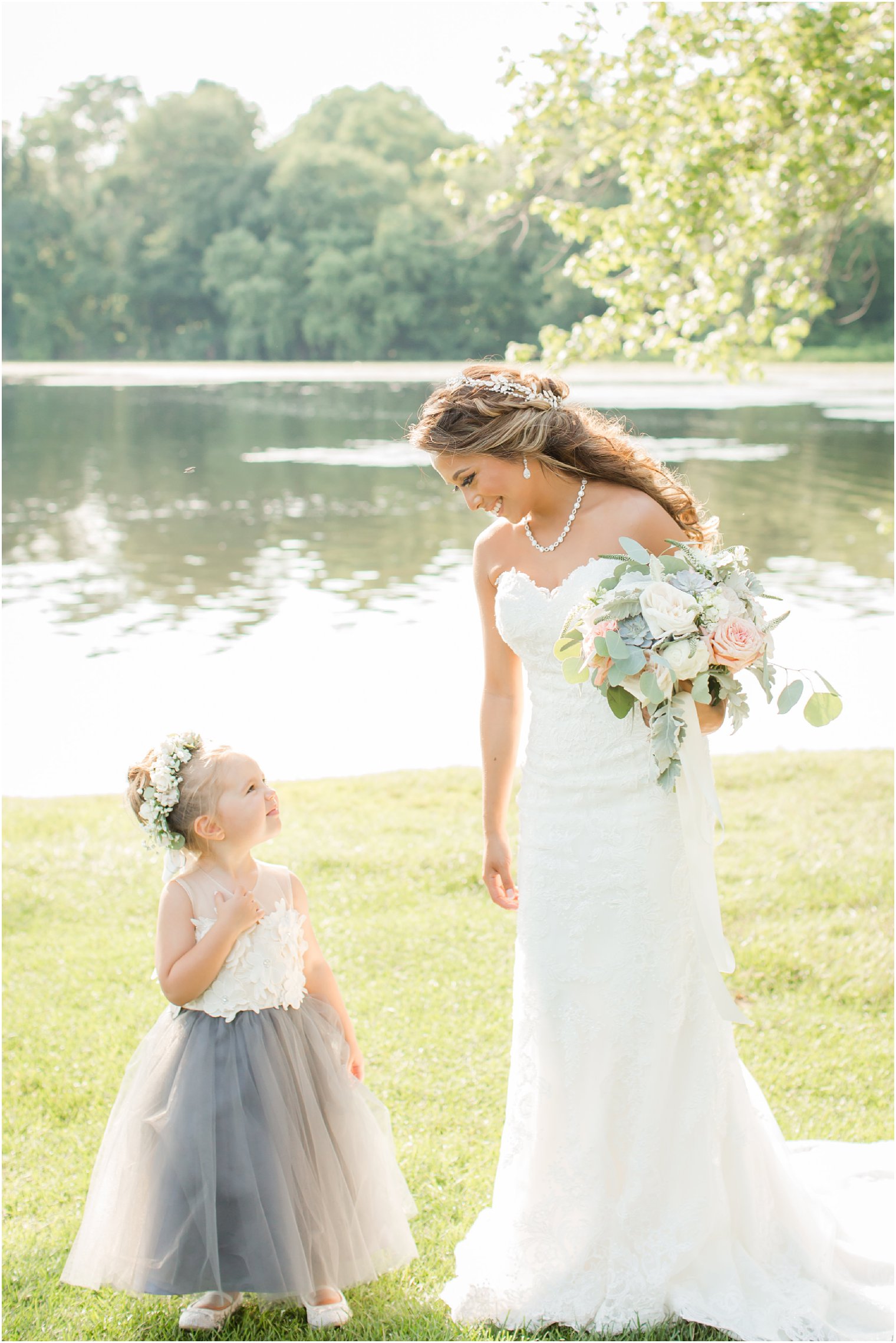 Bride and flower girl at Indian Trail Club