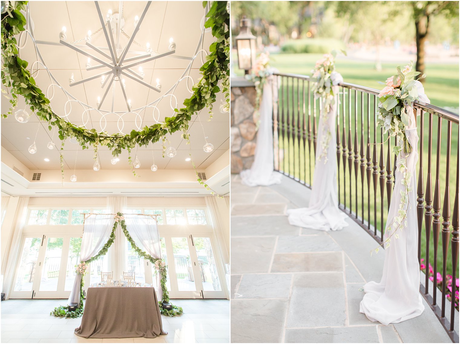 sweetheart table and floral decor at Indian Trail Club