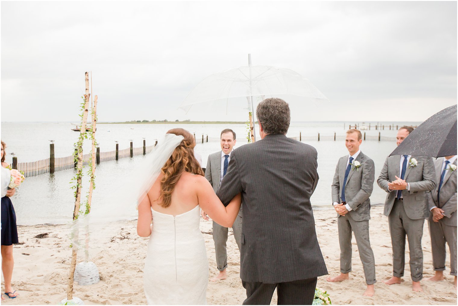 Outdoor beach ceremony at Brant Beach Yacht Club on Long Beach Island