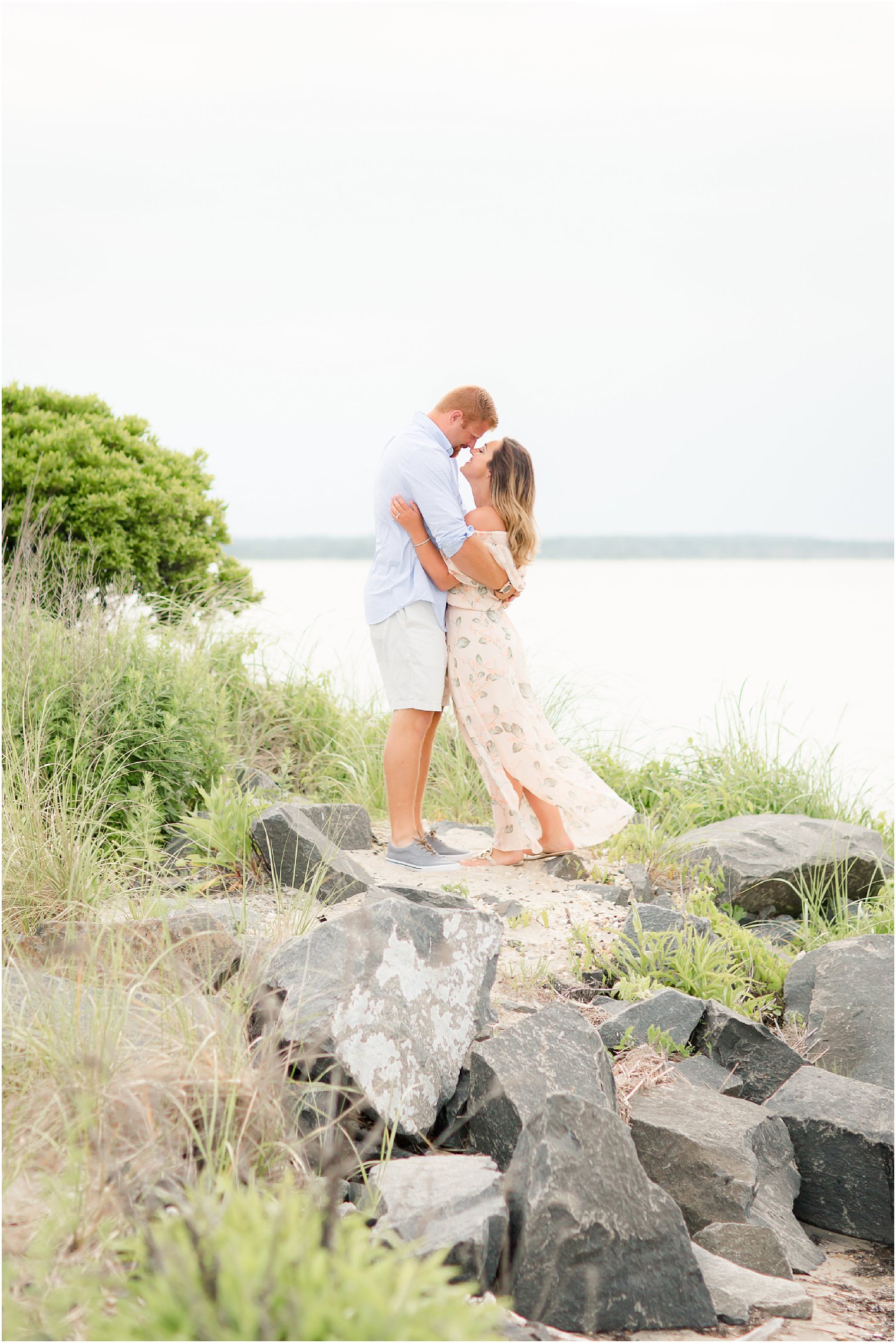 Romantic engagement photos near the water