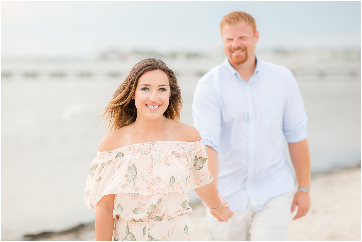 beach engagement photos in Lavallette NJ 