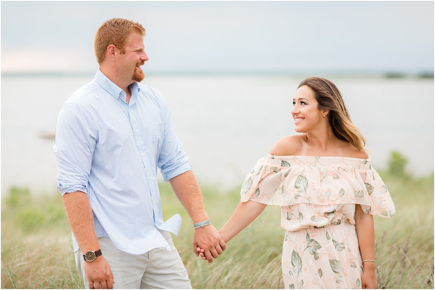 candid engagement photo in Lavalette NJ 