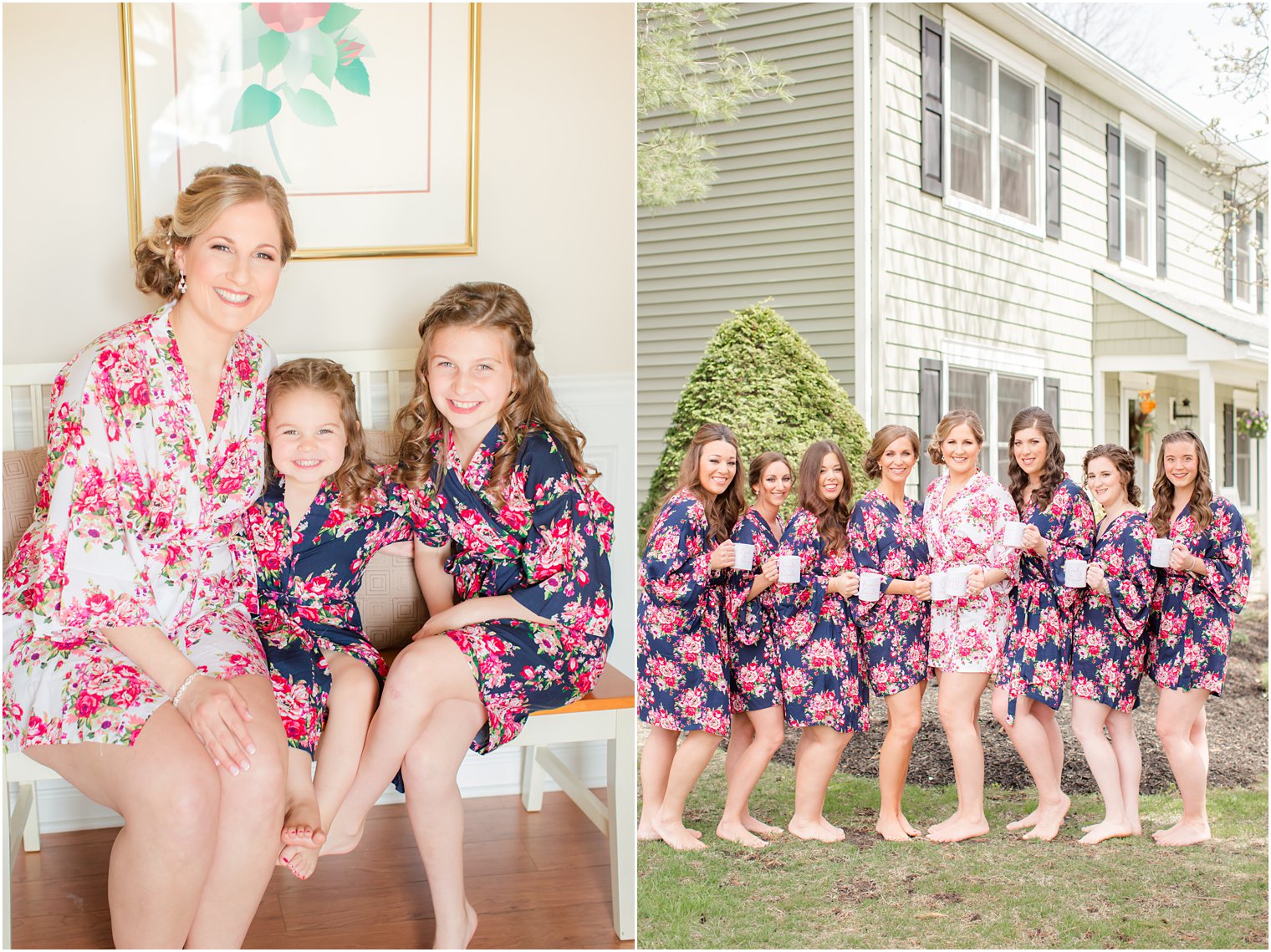 Bridesmaids flower robes