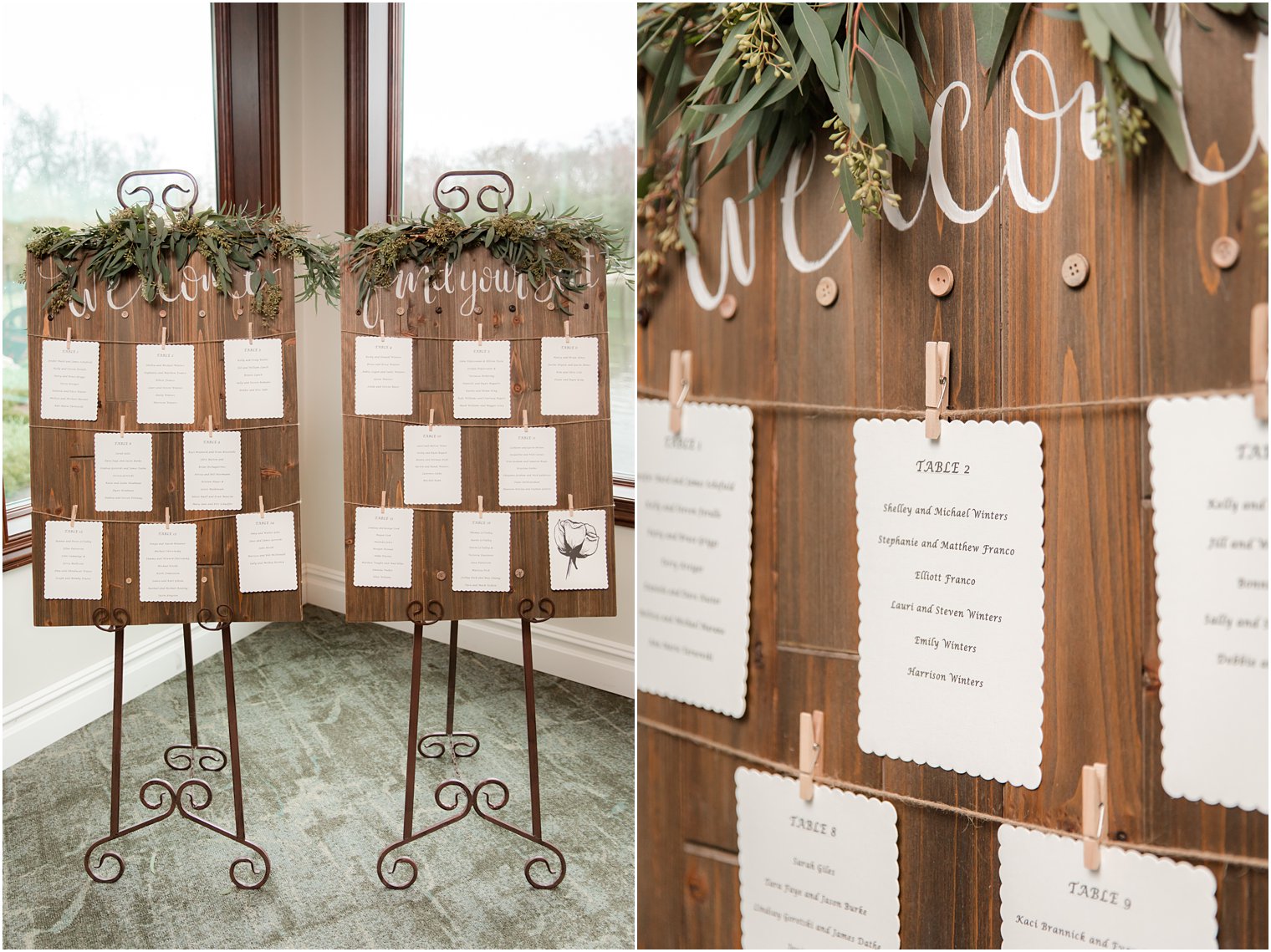 Elegant seating cards at The Mill Lakeside Manor Wedding