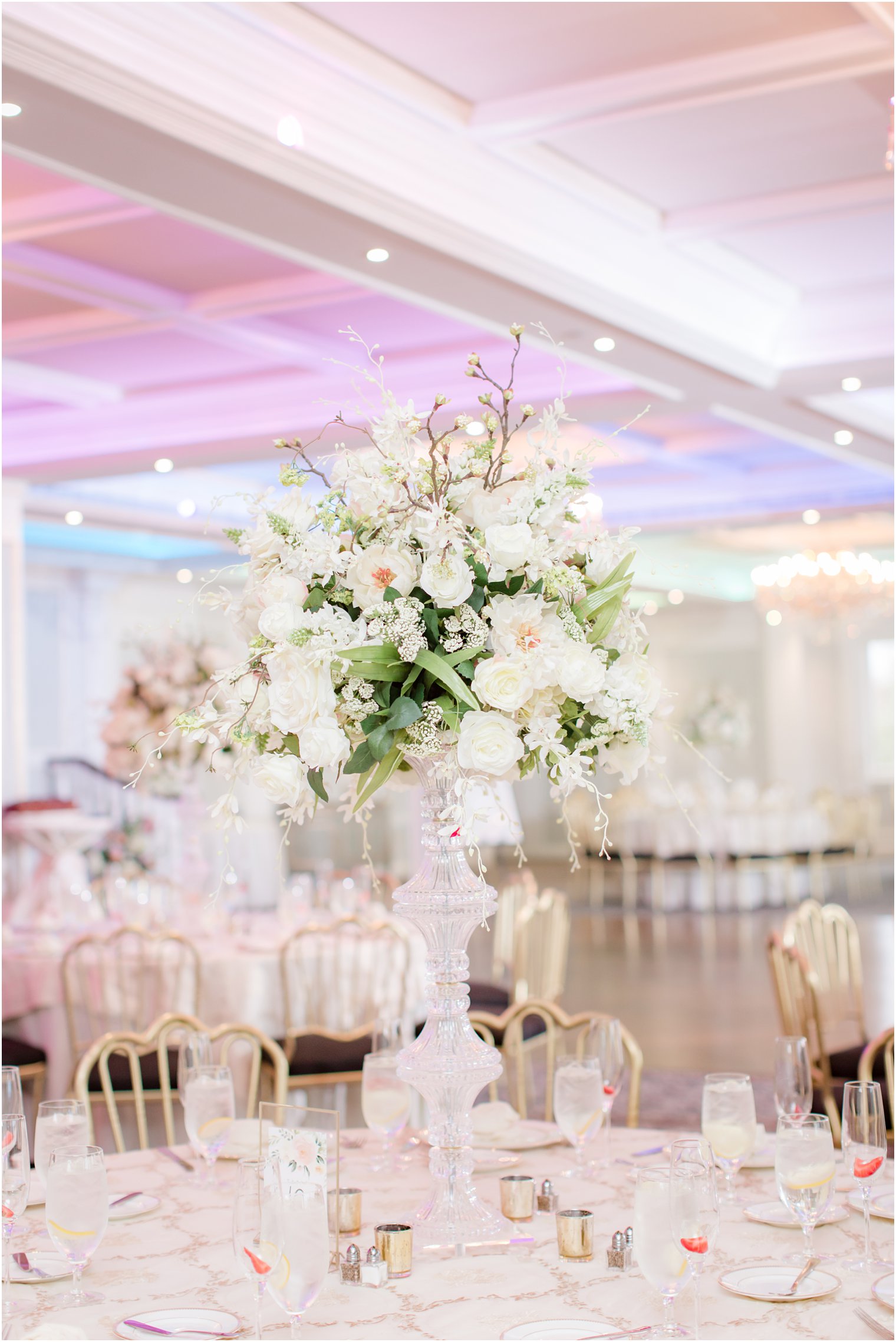 Floral center pieces at The Mill Lakeside Manor Wedding