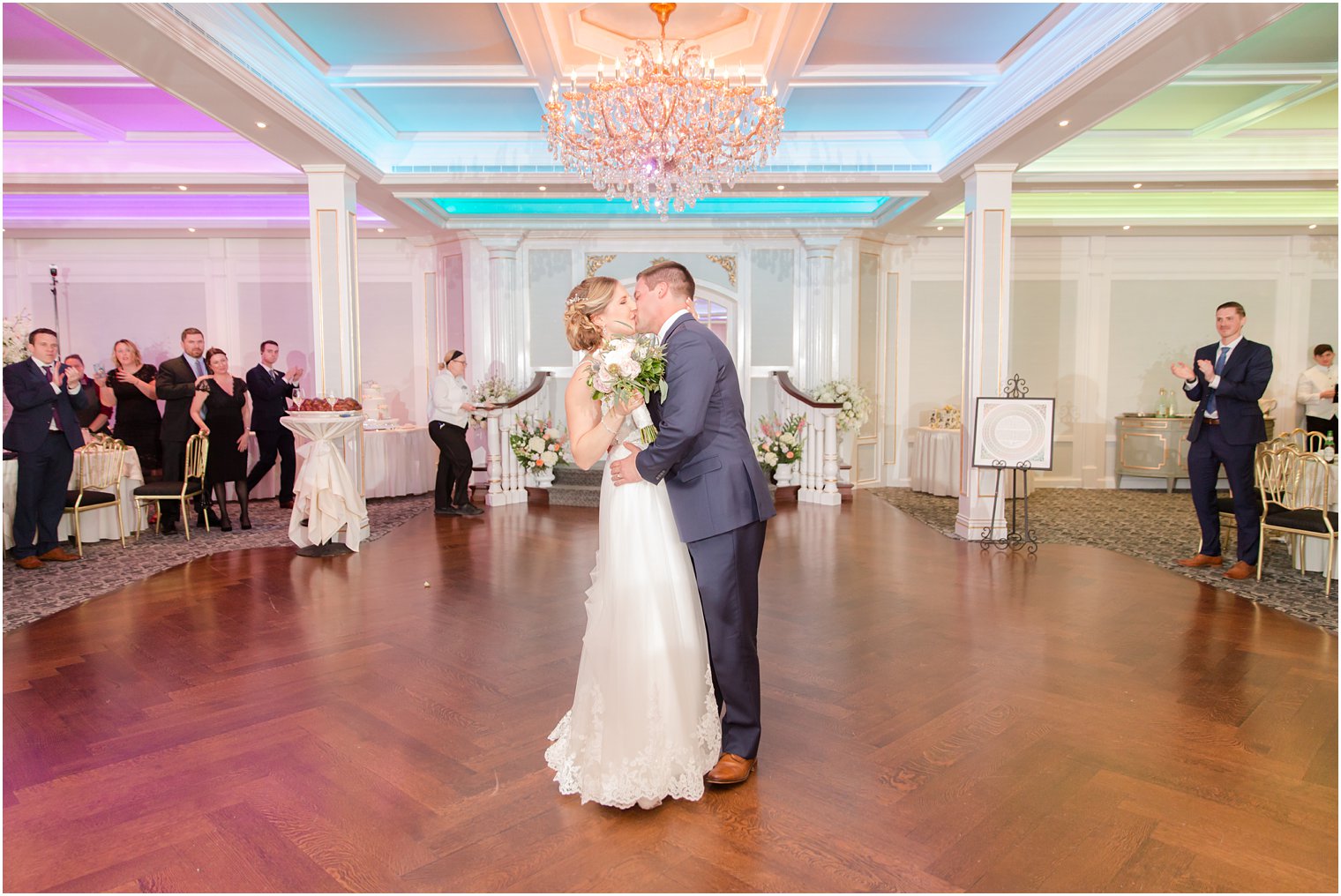 Bride and groom dancing at reception at The Mill Lakeside Manor