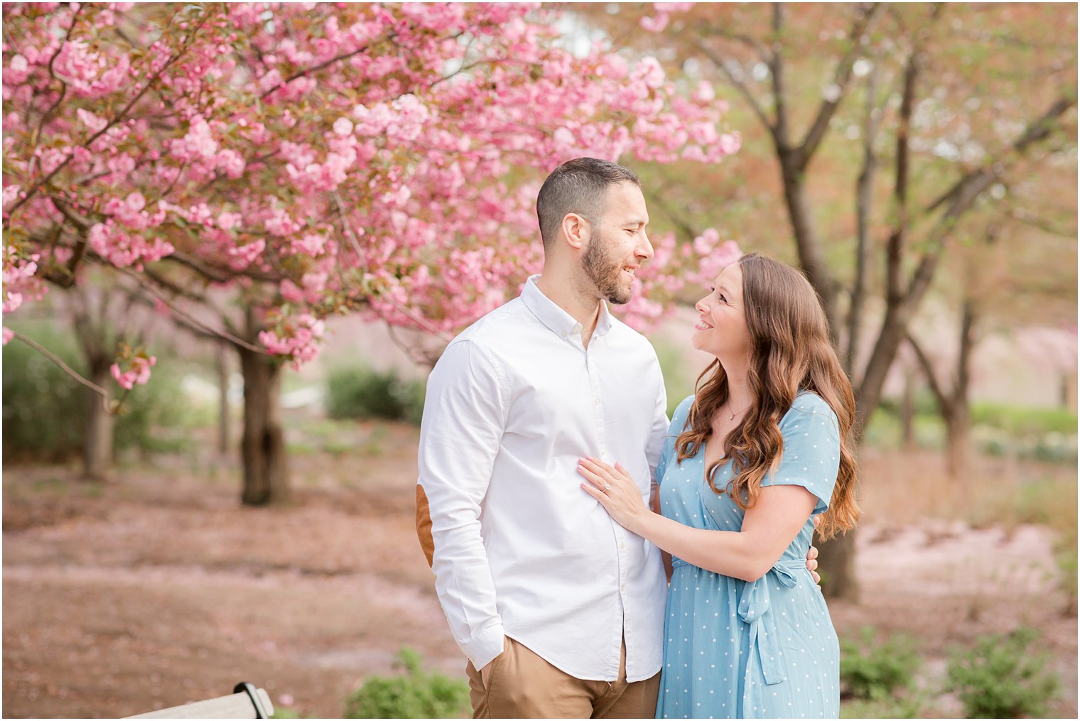 Engaged couple at Branch Brook Park in Newark NJ 