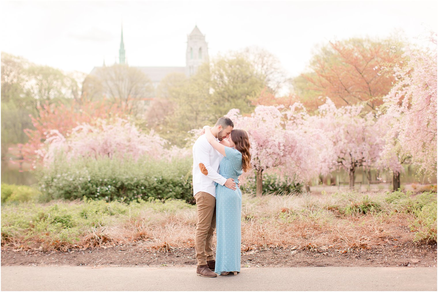 Engaged couple at Branch Brook Park in Newark NJ 