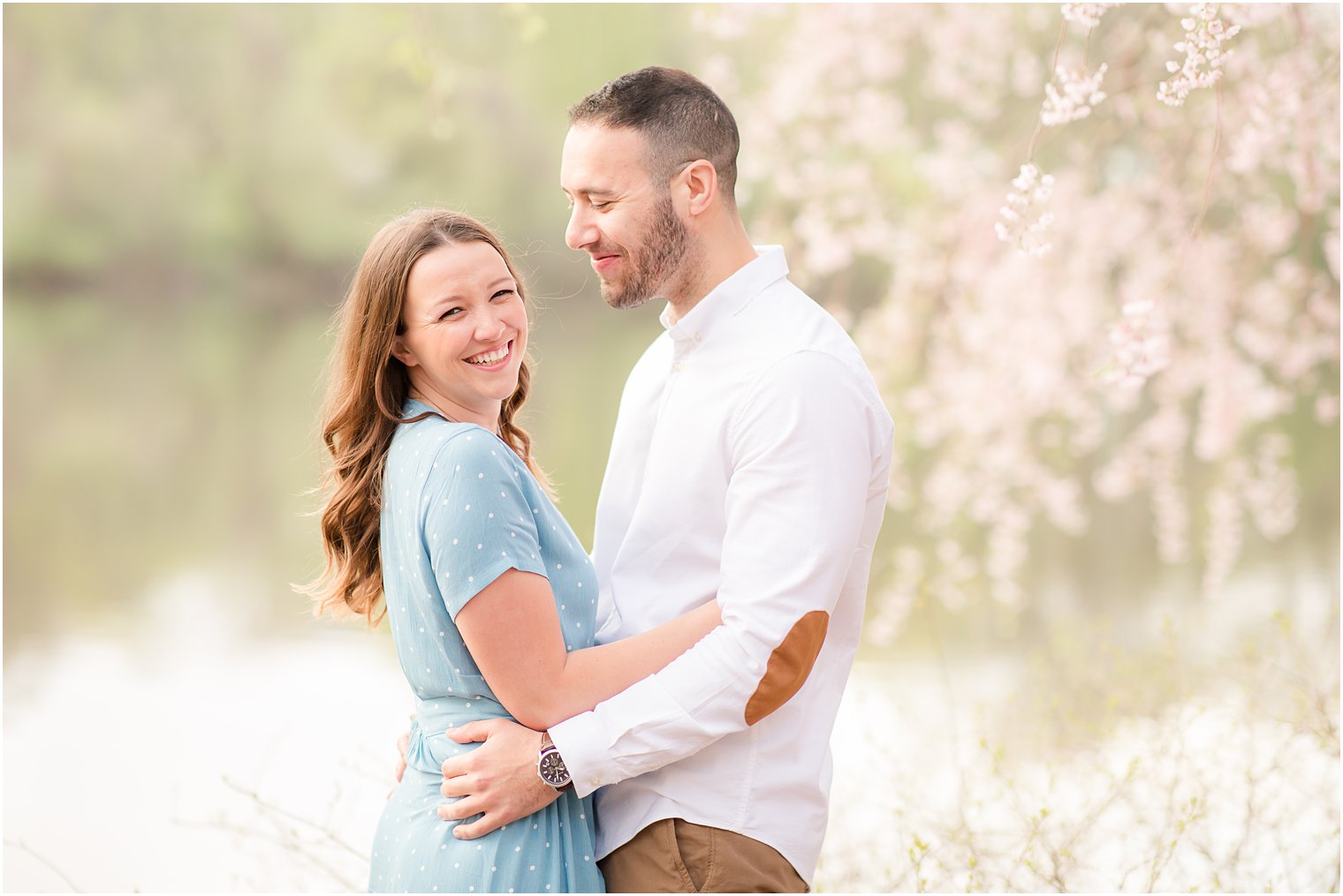 Engaged couple at Branch Brook Park in Newark NJ 