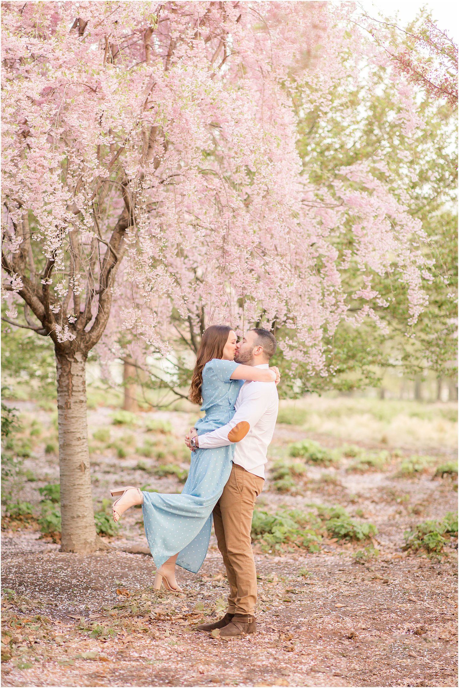 Engaged couple at Branch Brook Park in Newark NJ 