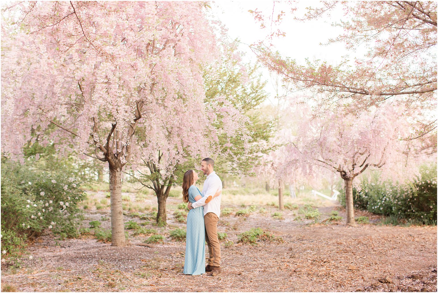 Engaged couple at Branch Brook Park in Newark NJ 