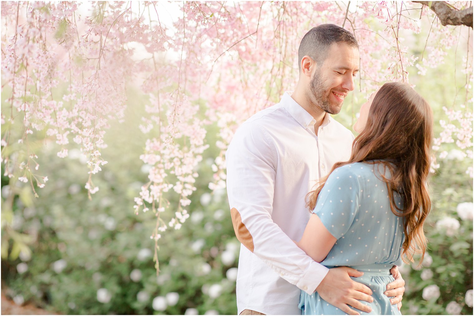 Engaged couple at Branch Brook Park in Newark NJ 