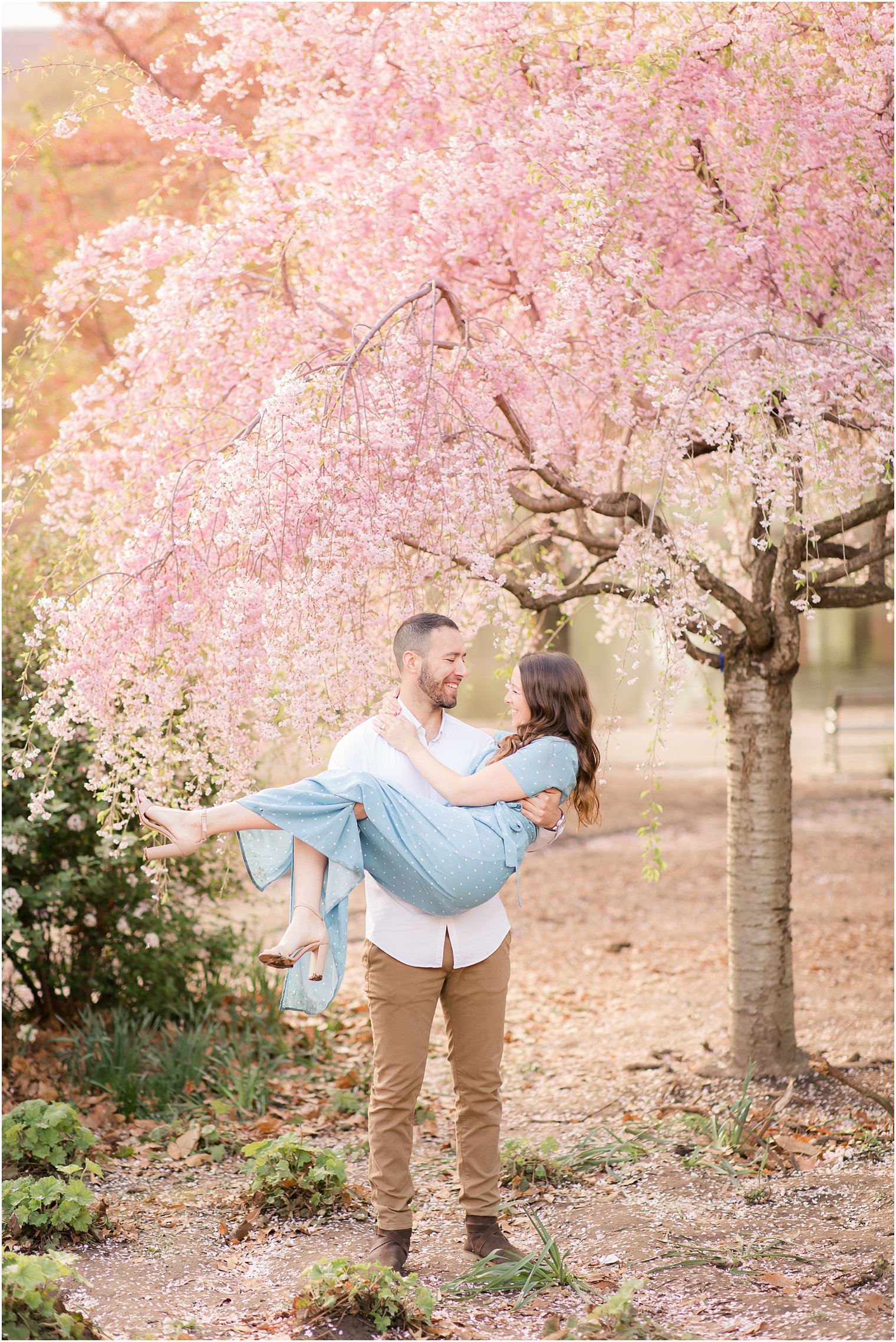 Engaged couple at Branch Brook Park in Newark NJ 