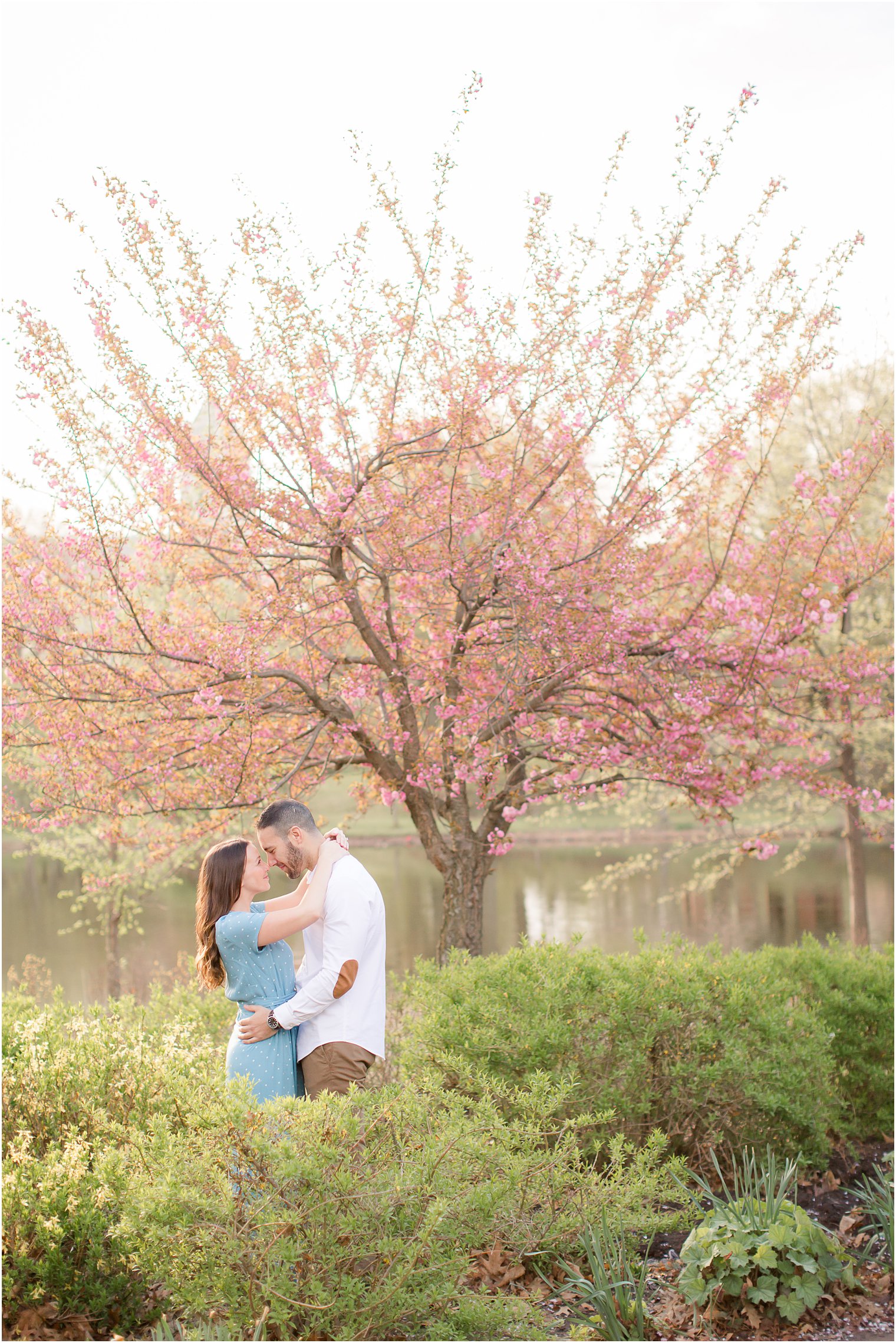 Engaged couple at Branch Brook Park in Newark NJ 