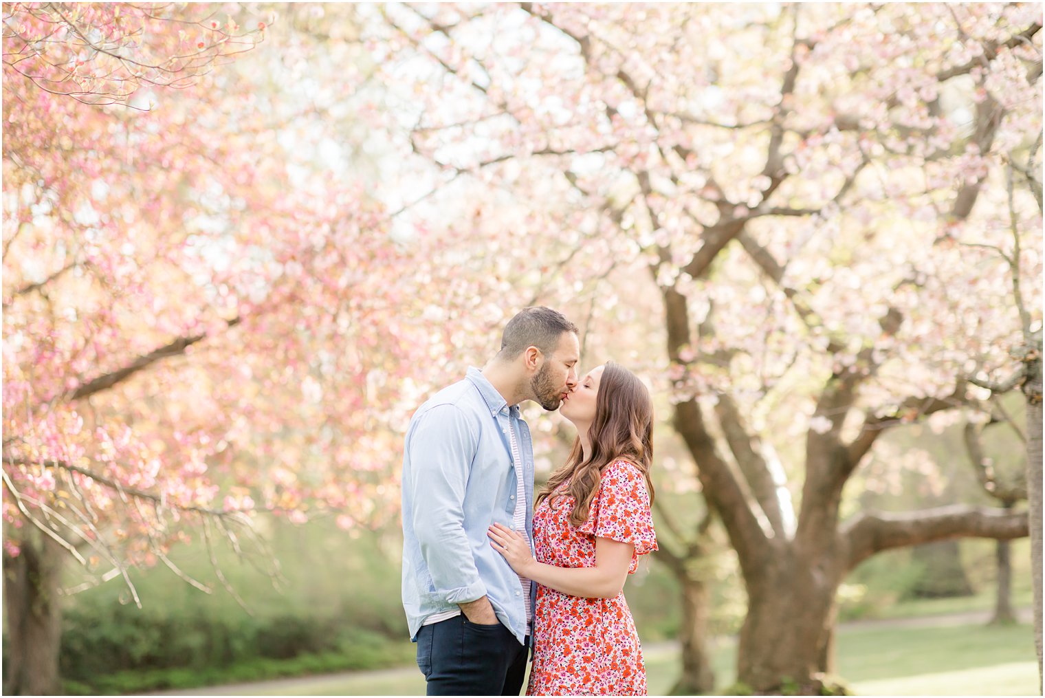 Engaged couple at Branch Brook Park in Newark NJ 