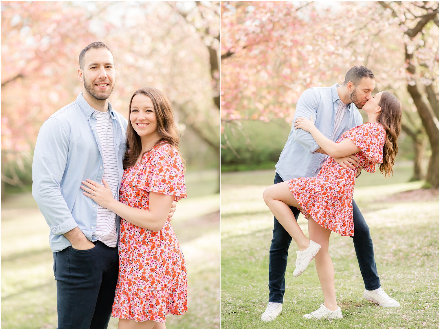 Engaged couple at Branch Brook Park in Newark NJ 