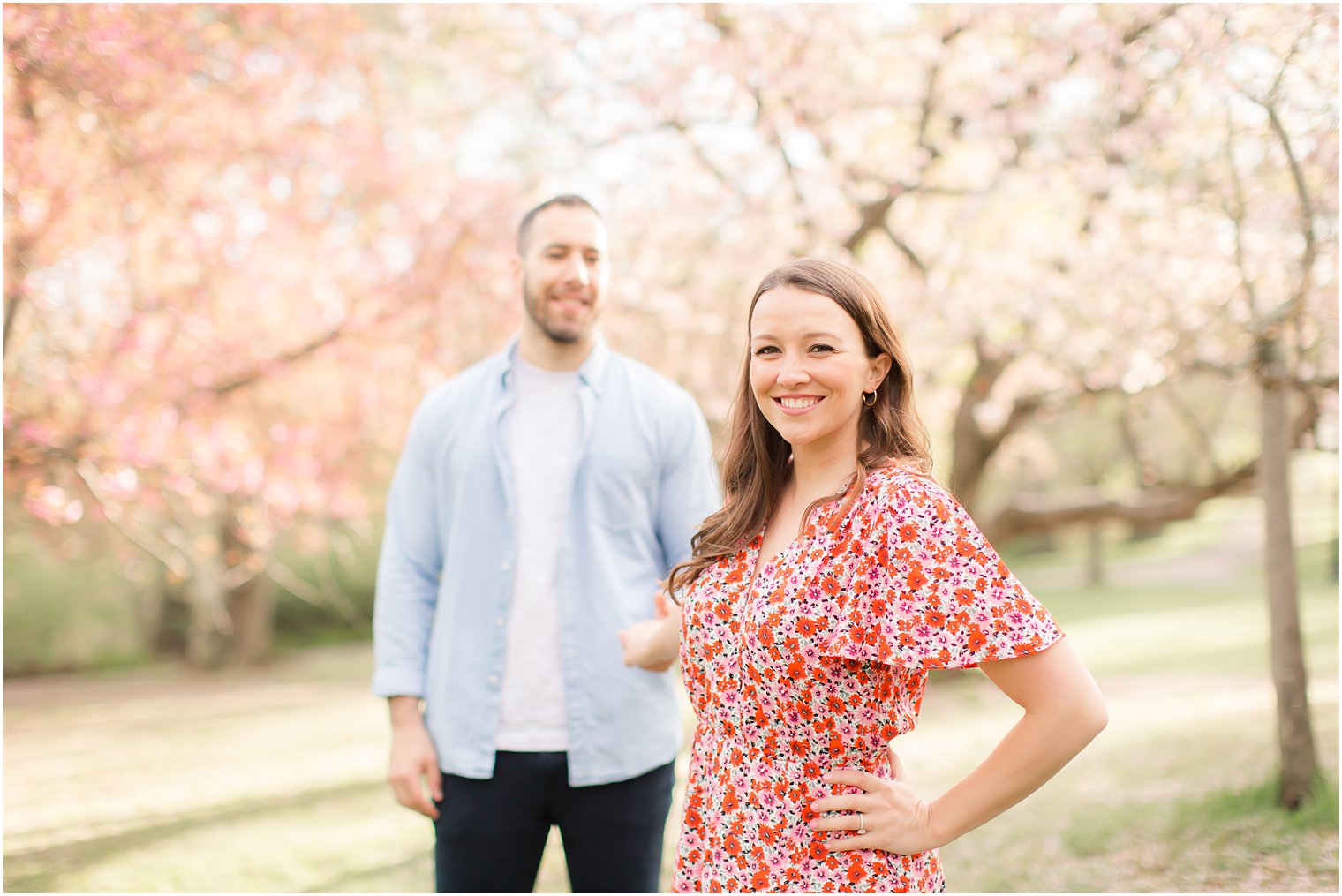 Engaged couple at Branch Brook Park in Newark NJ 