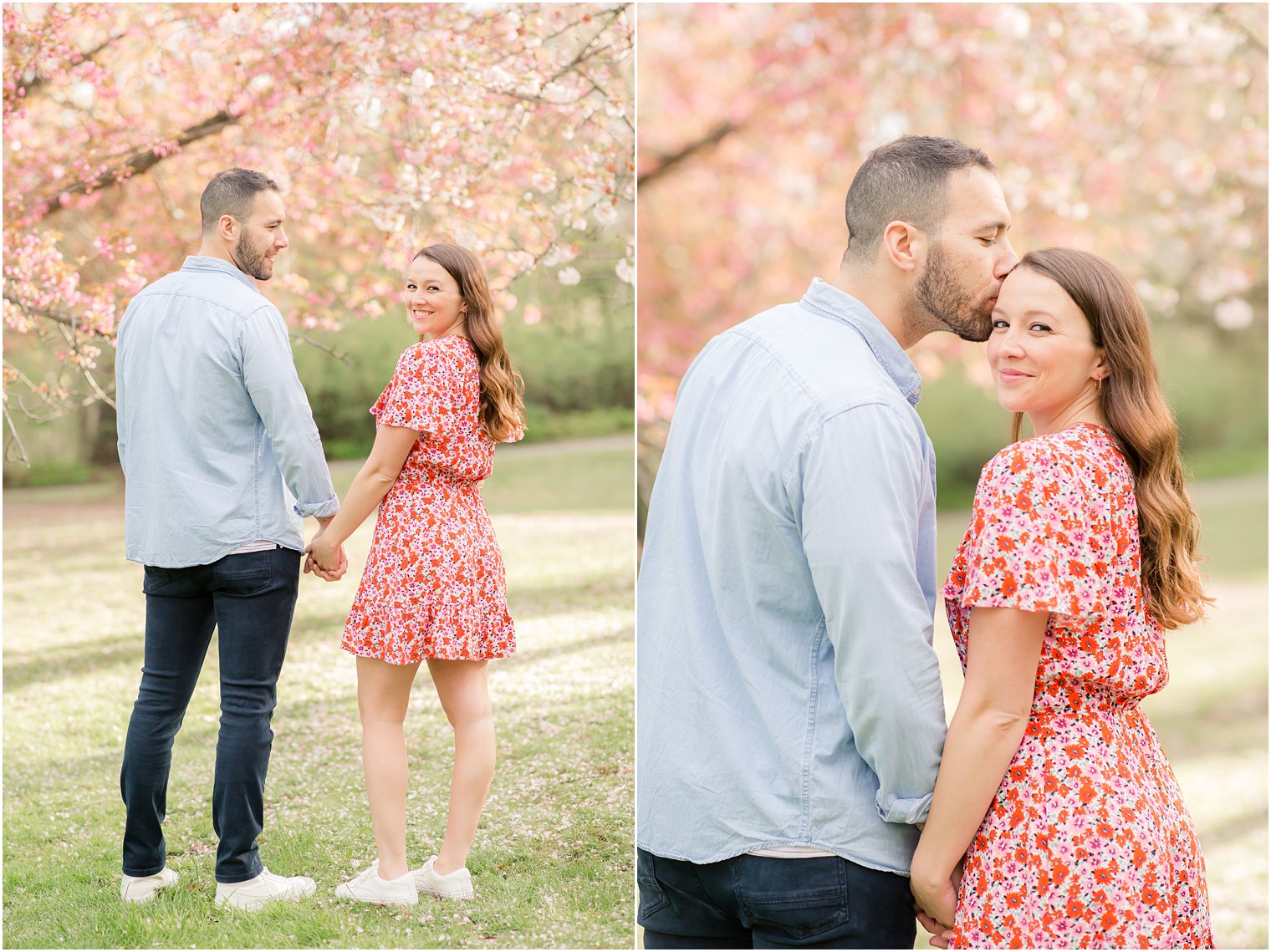 Engaged couple at Branch Brook Park in Newark NJ 