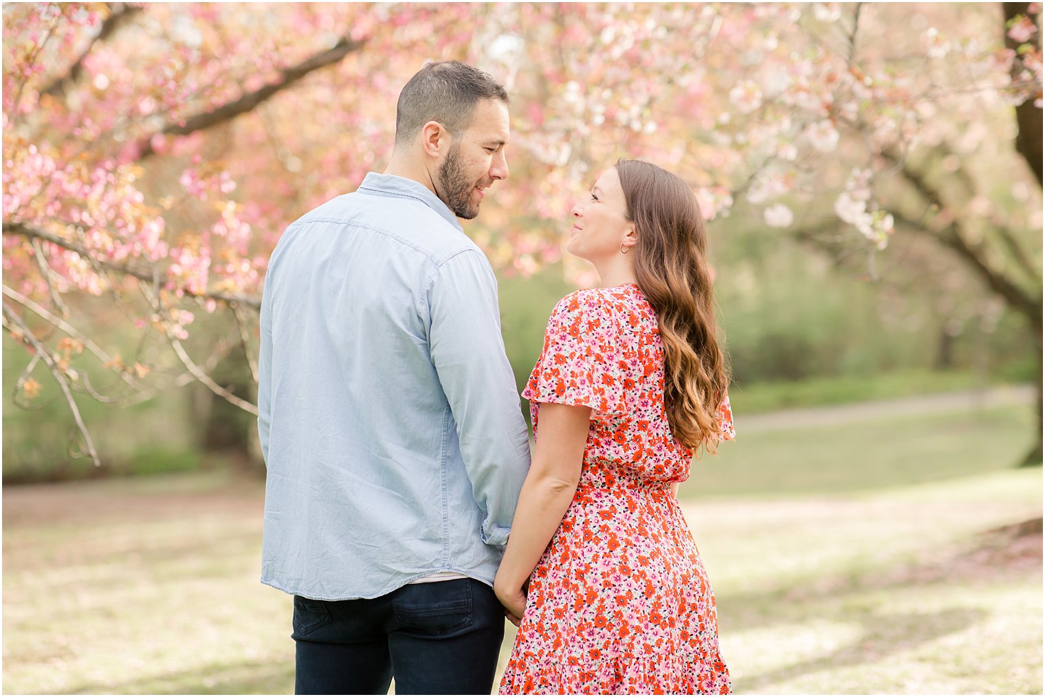 Engaged couple at Branch Brook Park in Newark NJ 