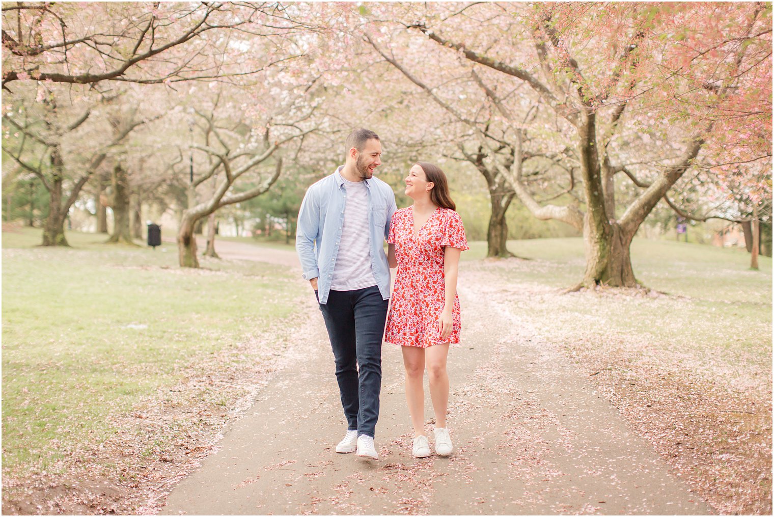 Engaged couple at Branch Brook Park in Newark NJ 