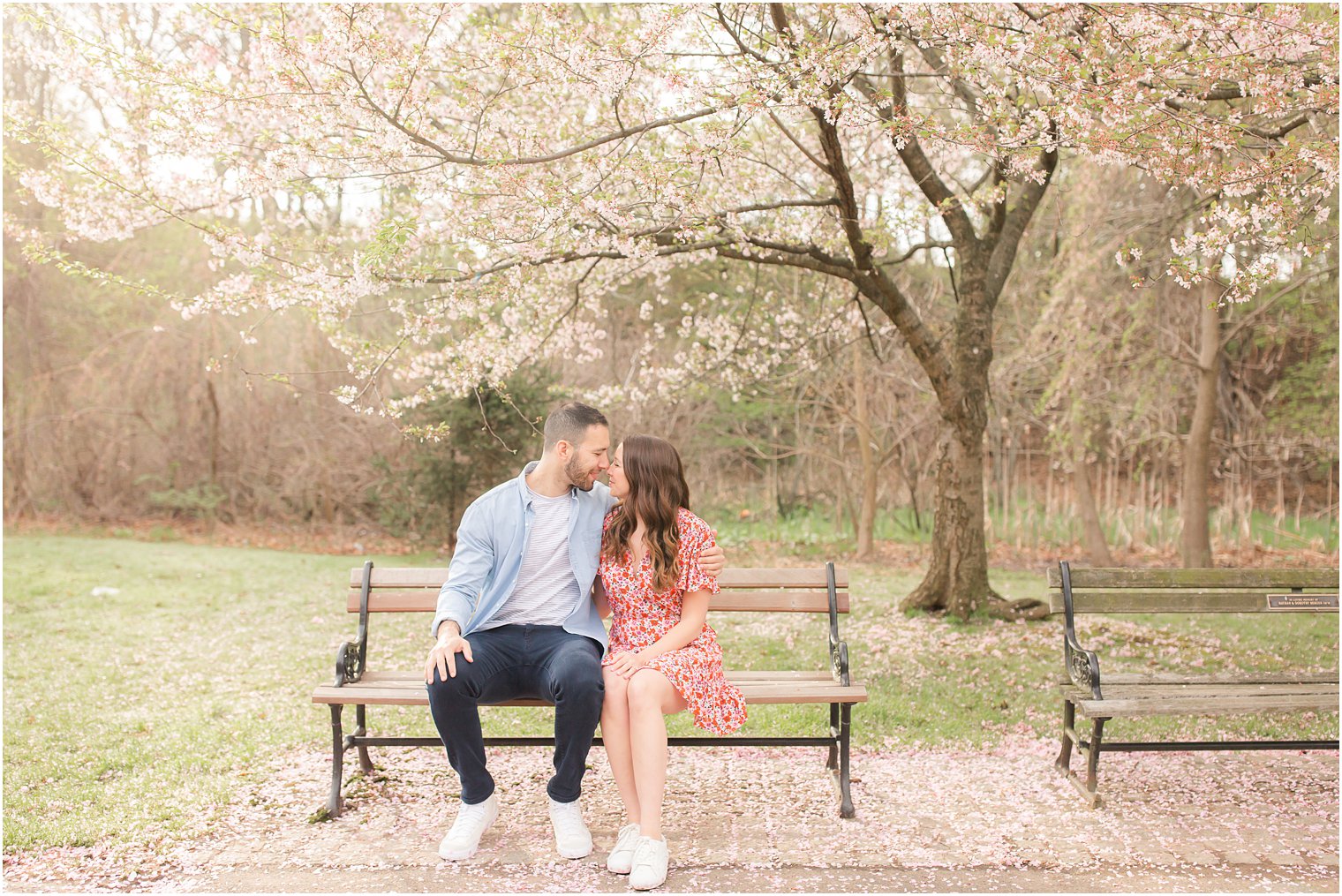 Engaged couple at Branch Brook Park in Newark NJ 