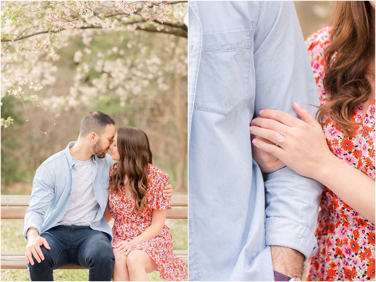 Engaged couple at Branch Brook Park in Newark NJ 