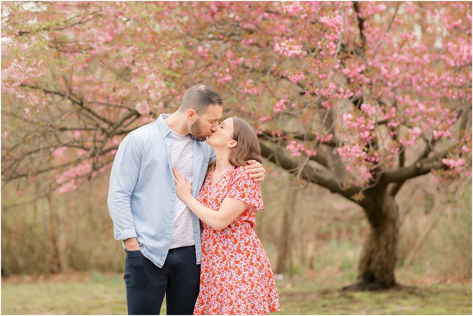 Engaged couple at Branch Brook Park in Newark NJ 