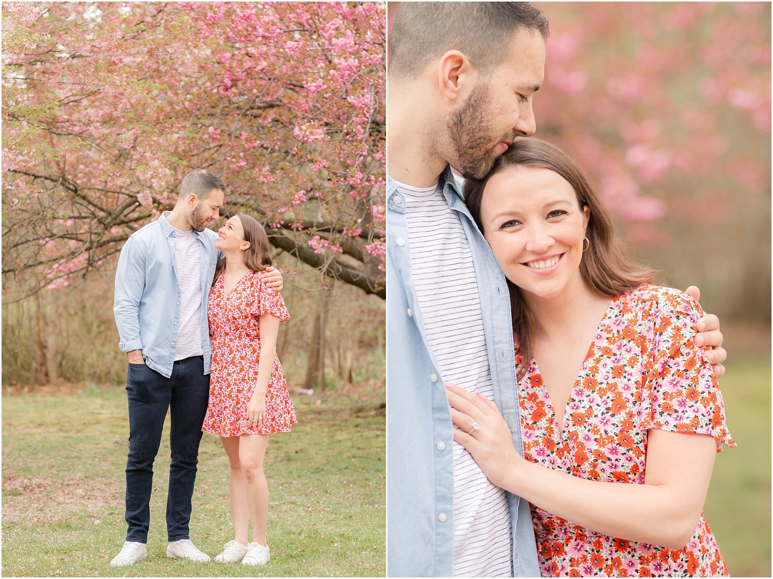 Engaged couple at Branch Brook Park in Newark NJ 