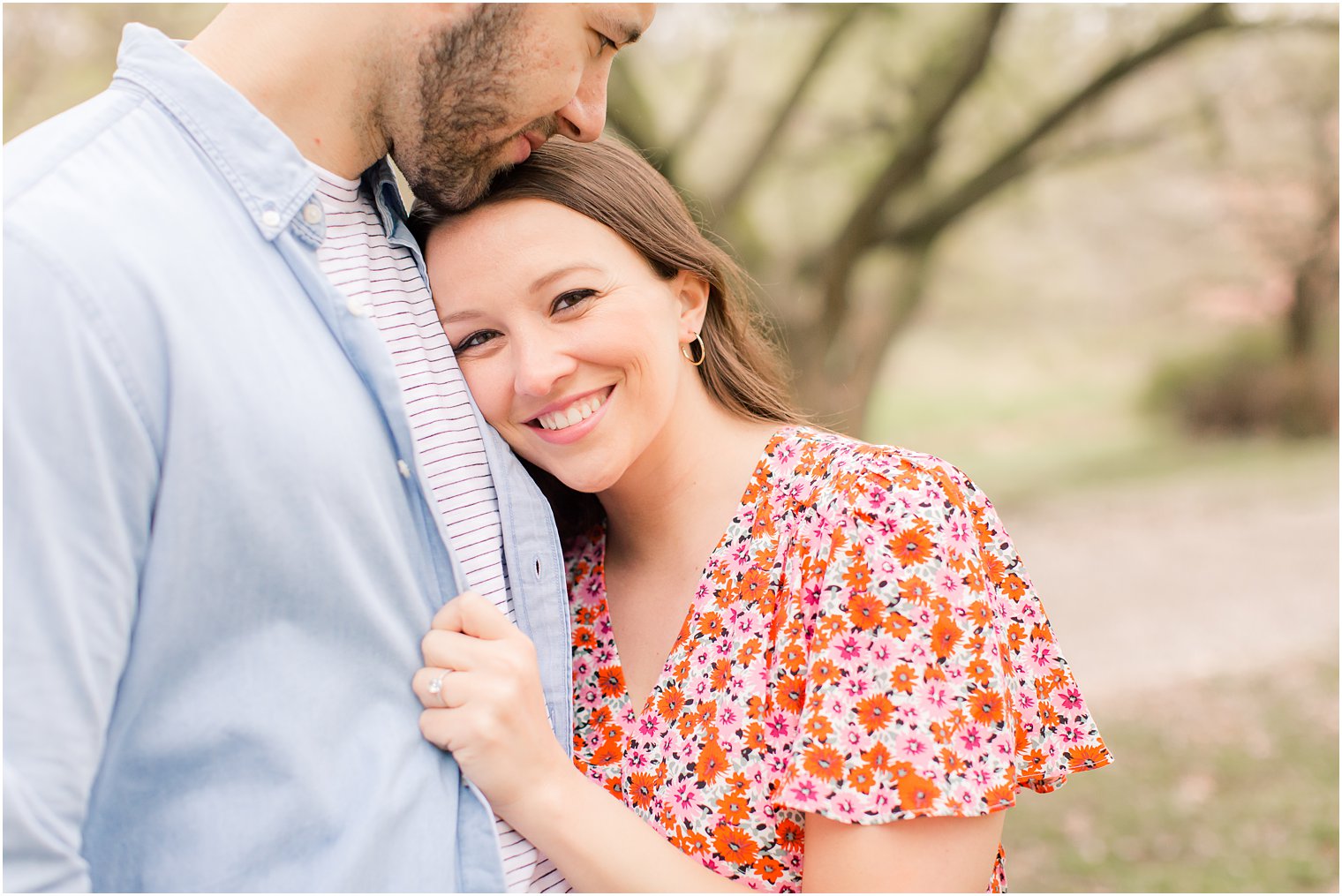 Engaged couple at Branch Brook Park in Newark NJ 