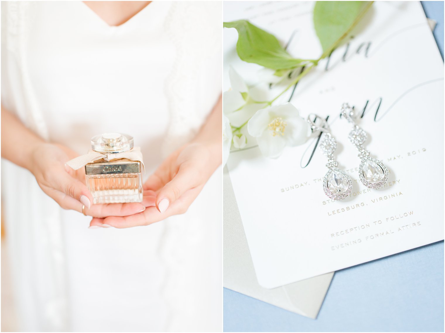 bride's perfume and earrings in Stone Tower Winery Wedding Photos by Idalia Photography