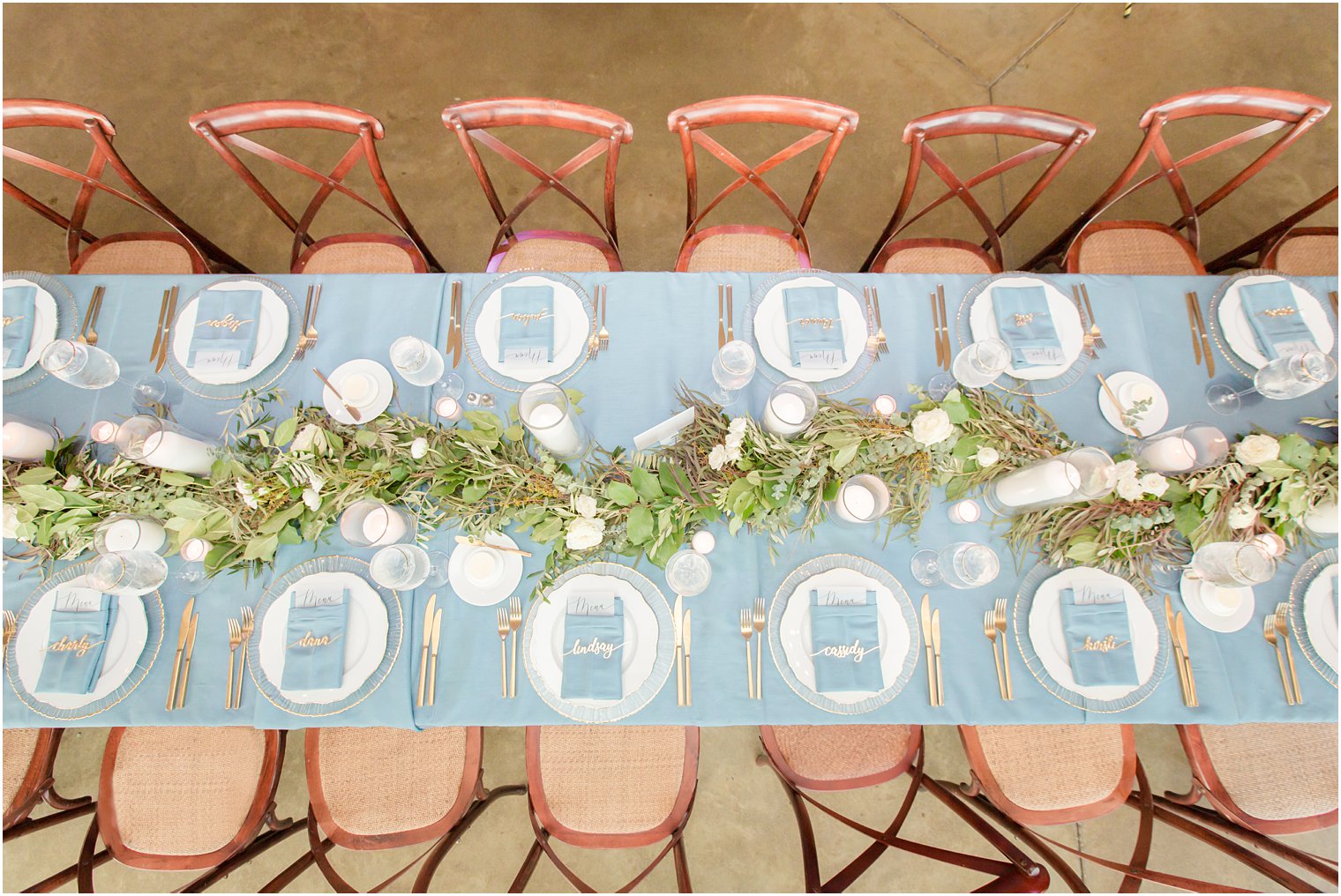 wedding reception table in Stone Tower Winery Wedding Photos by Idalia Photography