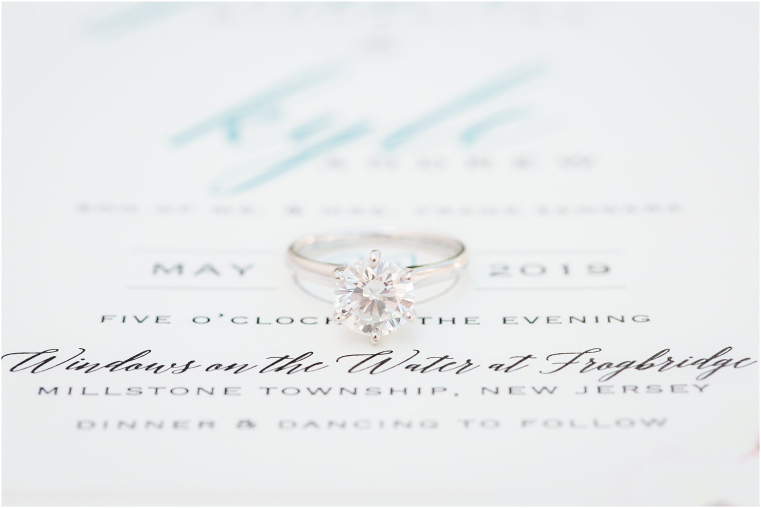 Engagement ring for wedding at Windows on the Water at Frogbridge in Millstone NJ