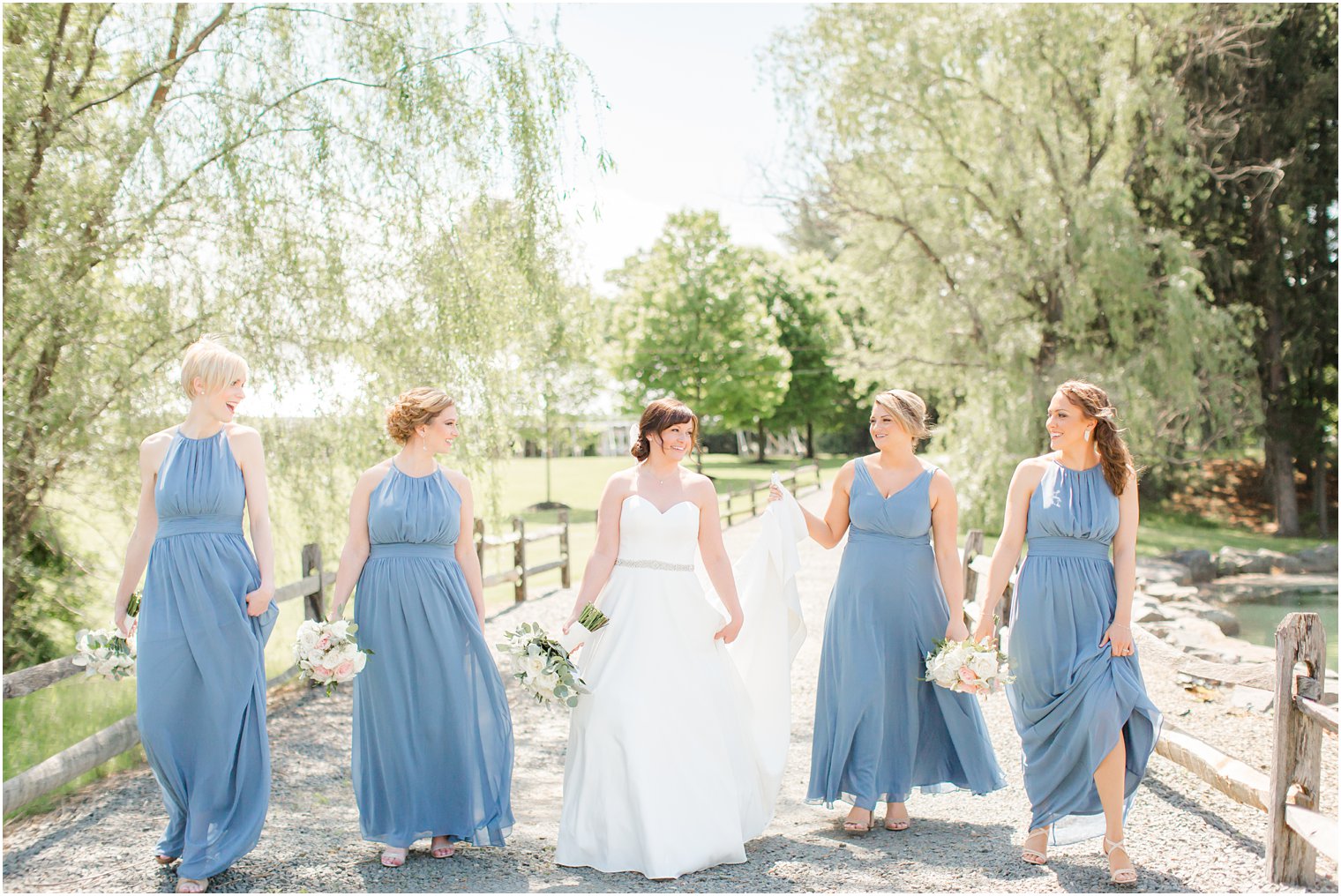 Candid photo of bridesmaids at Windows on the Water at Frogbridge in Millstone NJ
