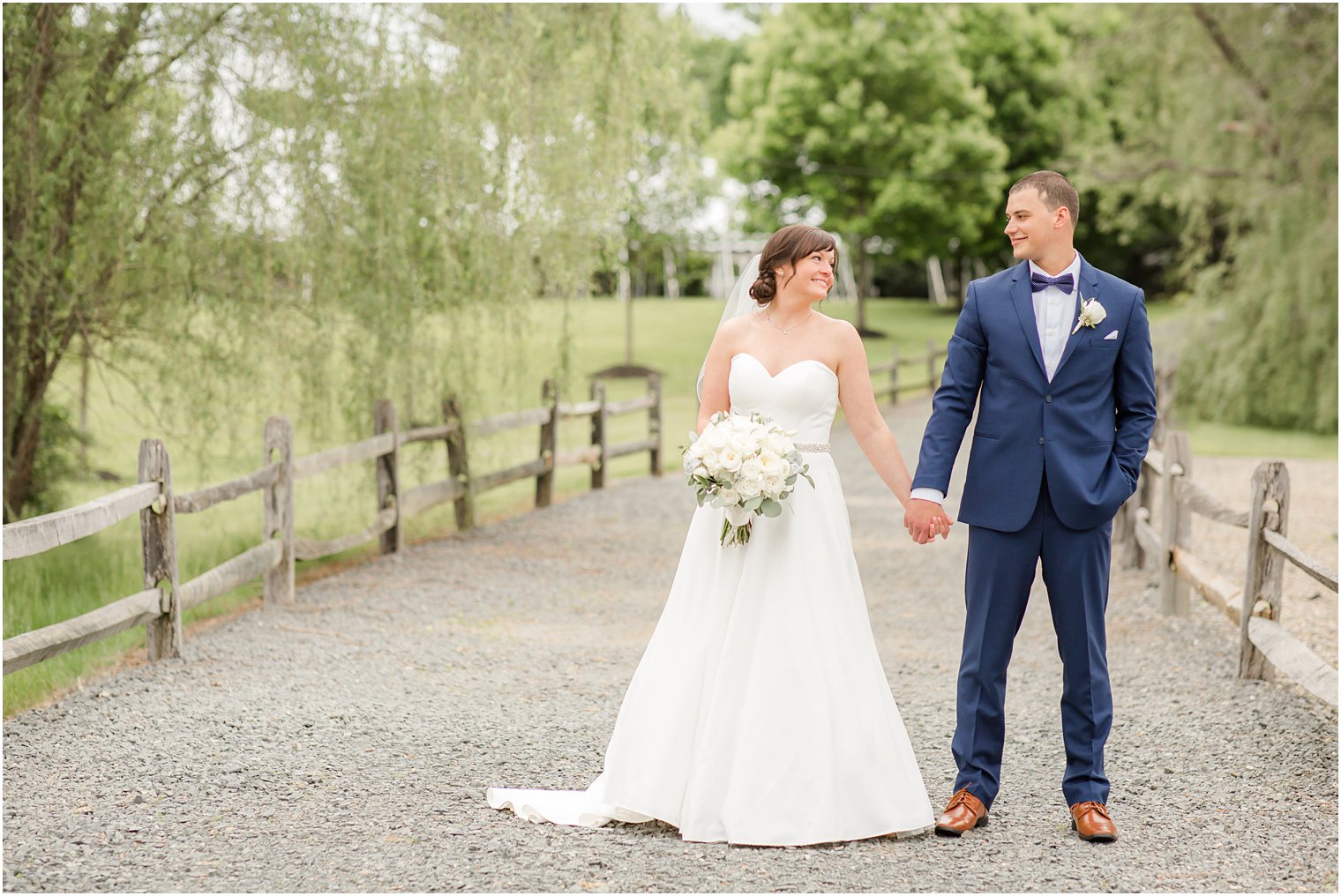 Bride and groom at Windows on the Water at Frogbridge in Millstone NJ