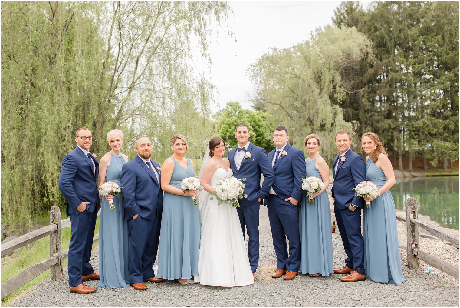 Formal bridal party portraits at Windows on the Water at Frogbridge in Millstone NJ