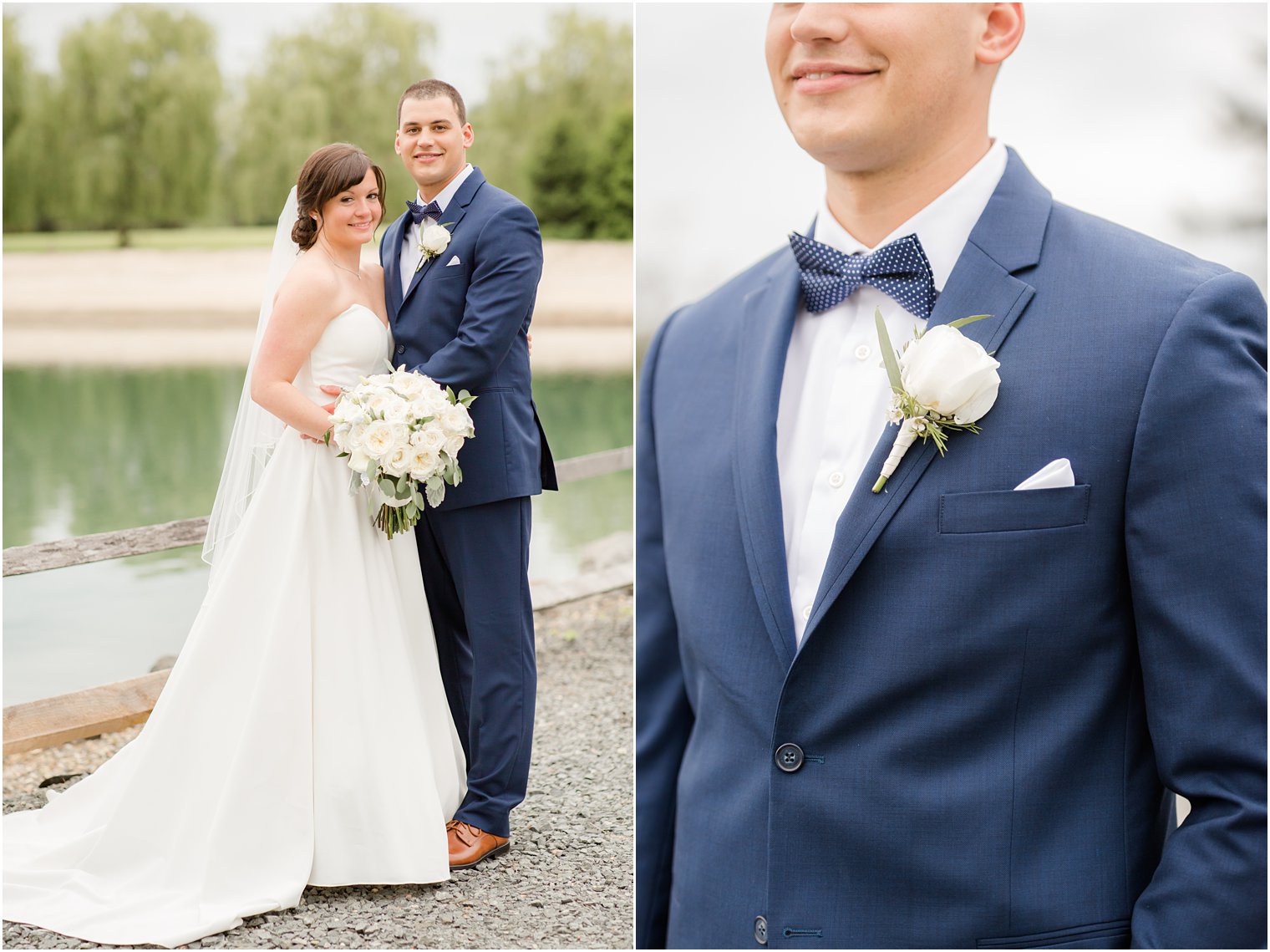 Formal bride and groom portraits at Windows on the Water at Frogbridge in Millstone NJ