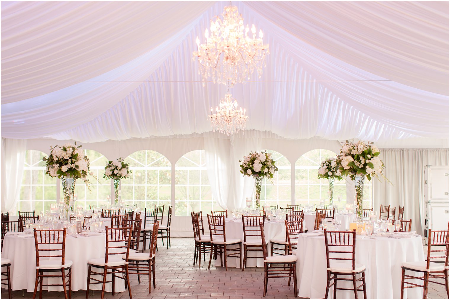 Wedding reception tent at Windows on the Water at Frogbridge in Millstone NJ